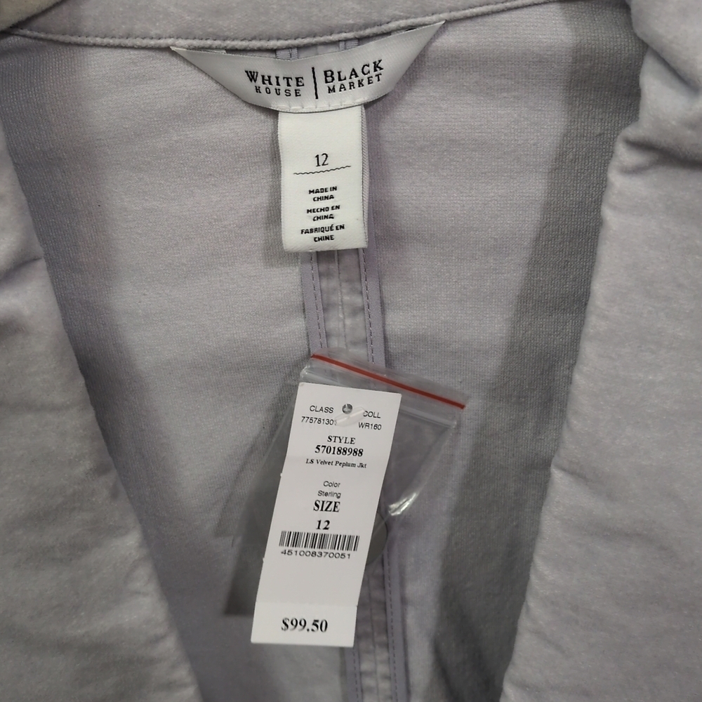 White House black market light gray velvet button front blazer - Picture 3 of 7
